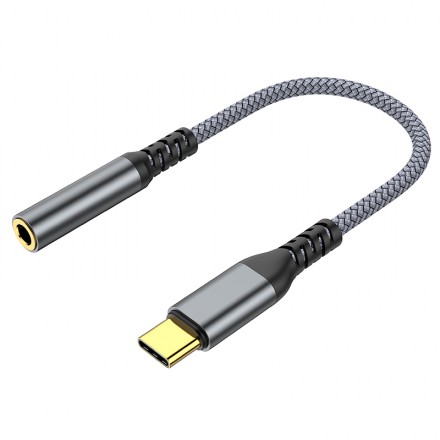 

Кабель USB Type-C(M)-Jack 3.5mm(F), экранированный, 12 см, черный/серебристый KS-is премиум (KS-392), премиум