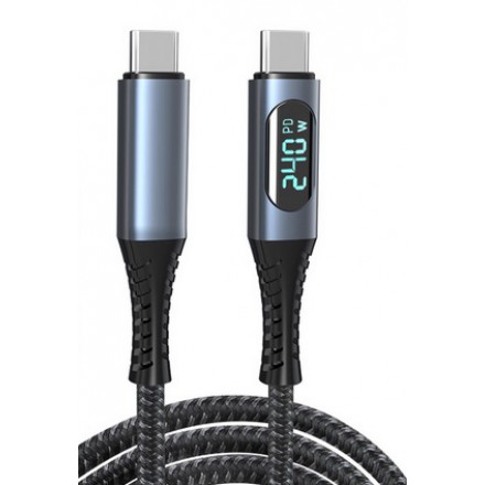 

Кабель USB Type-C-USB Type-C, экранированный, быстрая зарядка, 5A 1 м, черный KS-IS (KS-715B-1)