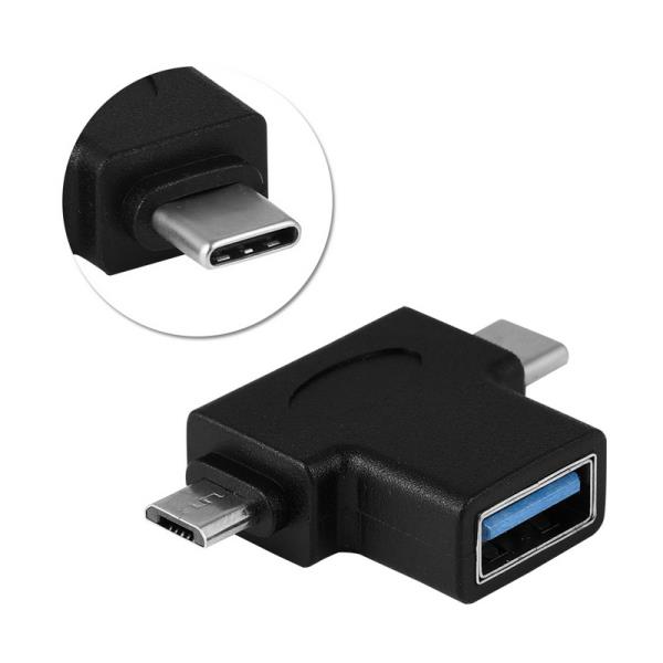 

Переходник (адаптер) Micro USB+USB Type-C-USB, 3A, черный ORIENT UC-302 (30747), UC-302