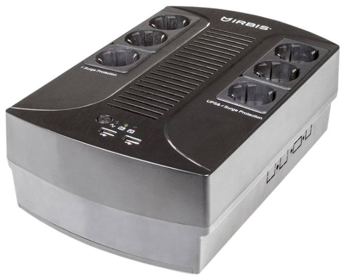 ИБП IRBIS ISBR600E, 600 VA, 360 Вт, EURO, розеток - 6 (из них с питанием от батарей - 6), черный