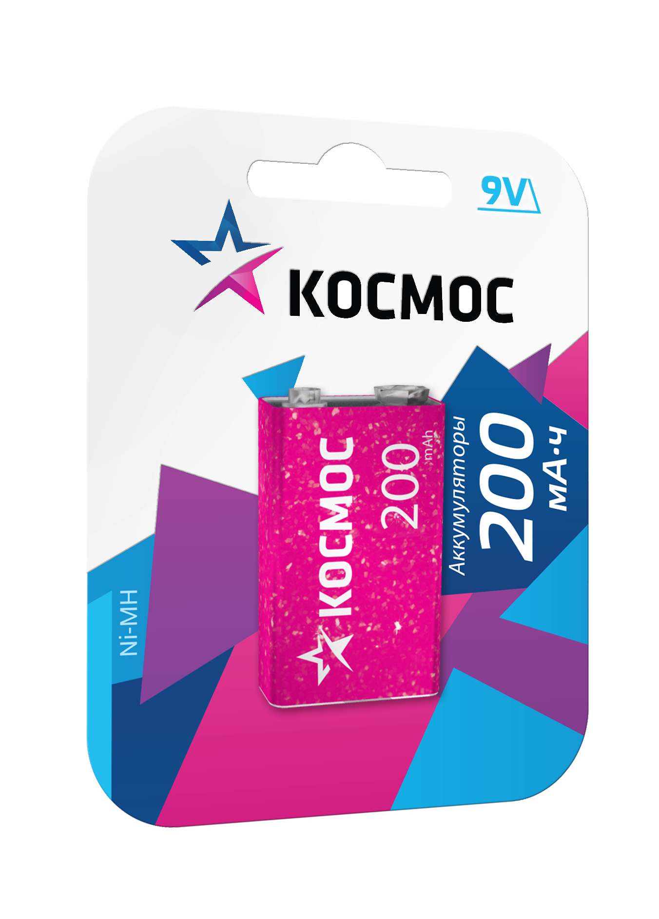 

Аккумулятор КОСМОС, крона (6LR61/6LF22/1604A/6F22), 9V 200 мА·ч, 1 шт. (КОСNI-MH6F22/6HR61)