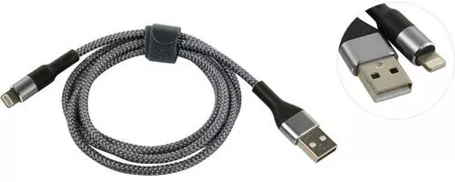 

Кабель USB 2.0(Am)-Lightning 8-pin(m), 2A 1 м, серебристый MEDIAGADGET (MGC038NSL)