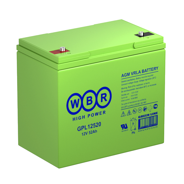 

Аккумуляторная батарея для ИБП WBR GPL 12520, 12V, 52Ah, GPL 12520