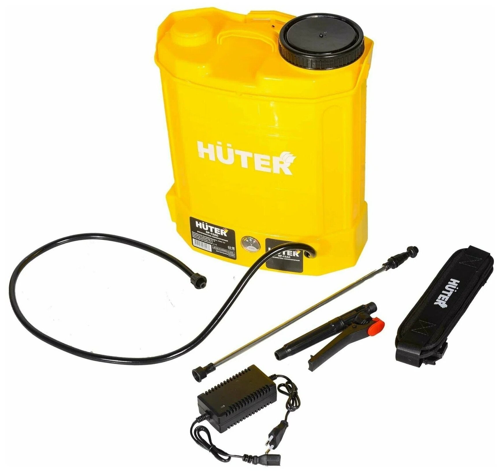 

Садовый опрыскиватель Huter SP-12AC, длина шланга 1.2 м, ранцевый, аккумуляторный, бак 12 л, желтый/черный (70/13/28), SP-12AC