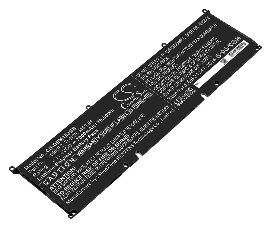 Аккумуляторная батарея CameronSino CS-DEM153NB для Dell, 11.4V, 7000mAh, 79.8 Wh, черный
