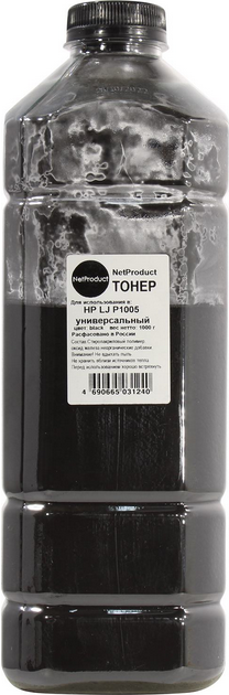 

Тонер NetProduct, бутыль 1 кг, черный, совместимый для LJ P1005