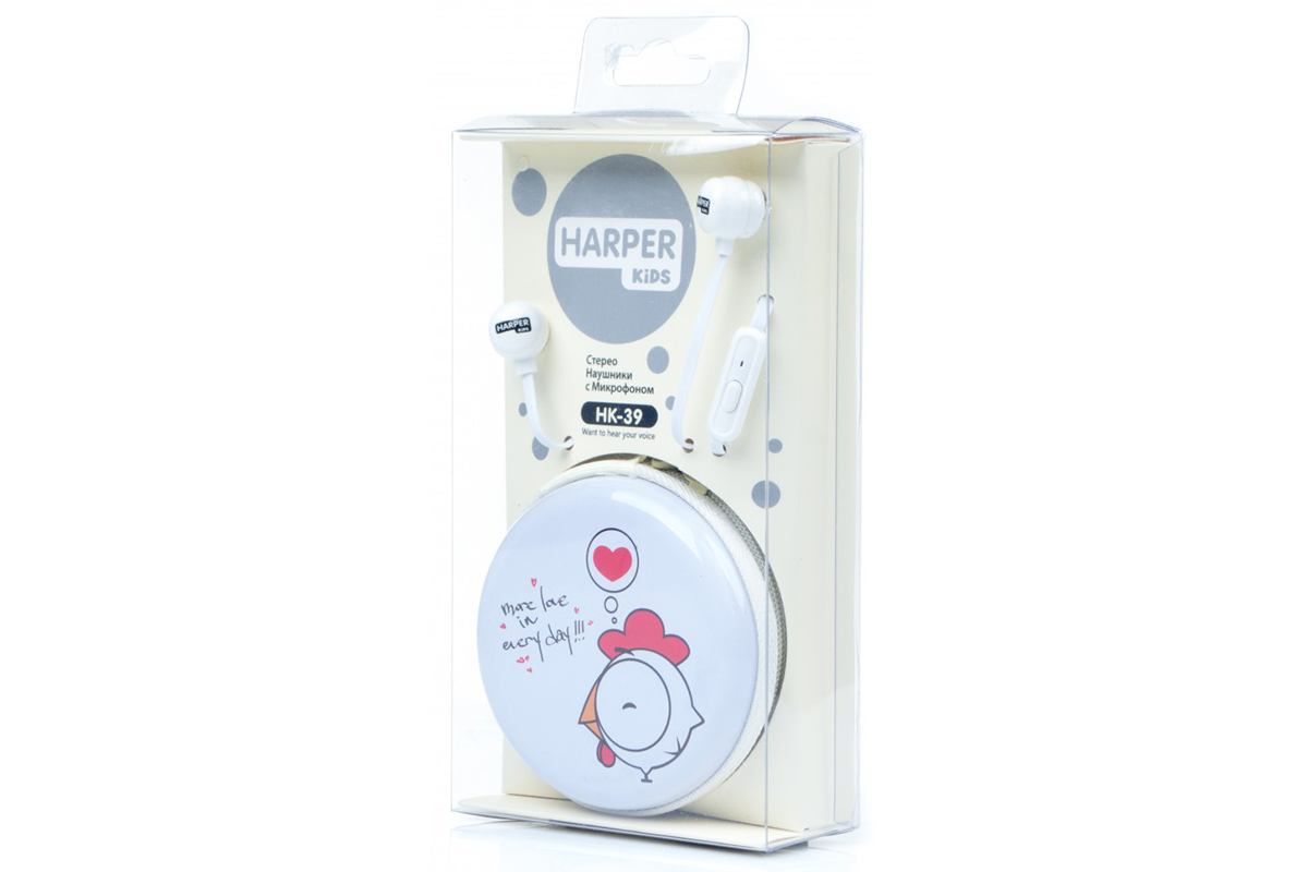 

Проводная гарнитура HARPER KIDS HK-39, Jack 3.5mm, белый, KIDS HK-39