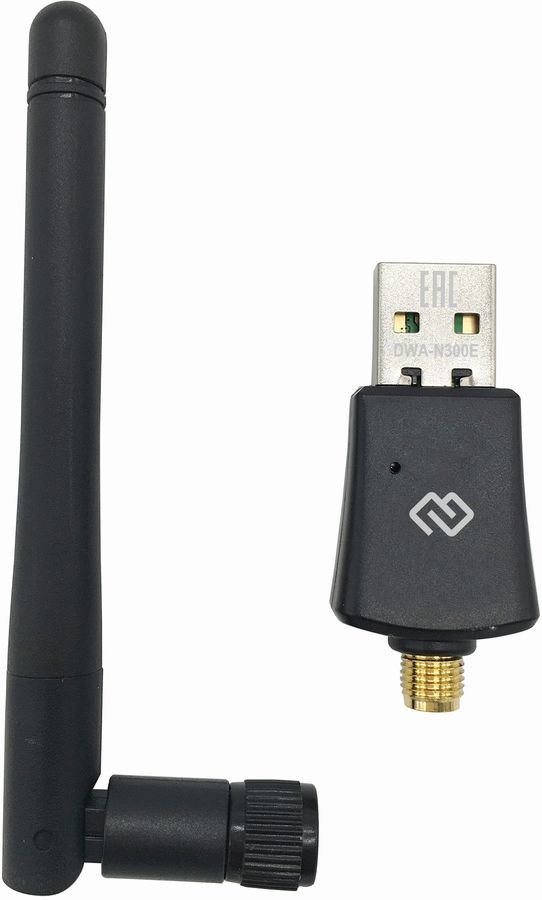 

Адаптер Wi-Fi DIGMA DWA-N300E, 802.11b/g/n, 2.4 ГГц, до 300 Мбит/с, USB, внешних антенн: 1, DWA-N300E