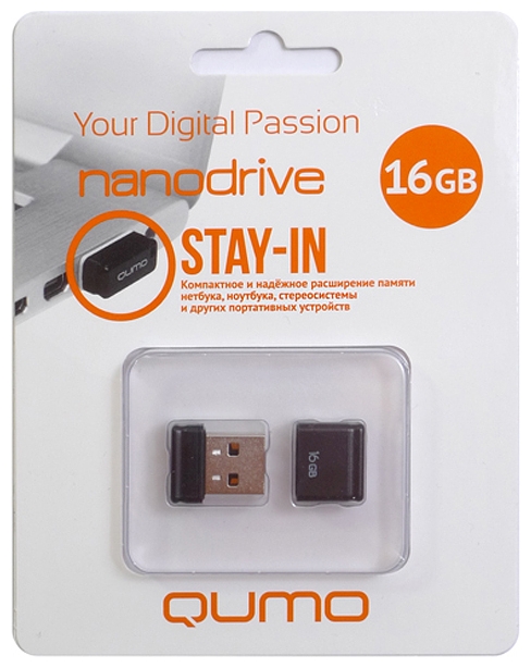 

Флешка 16Gb USB 2.0 QUMO Nano nanoDrive, белый (QM16GUD-NANO-W), nanoDrive