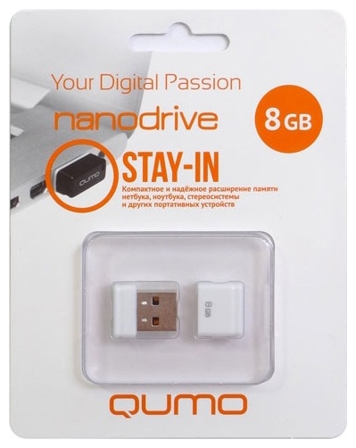 

Флешка 8Gb USB 2.0 QUMO Nano nanoDrive, белый (QM8GUD-NANO-W), nanoDrive