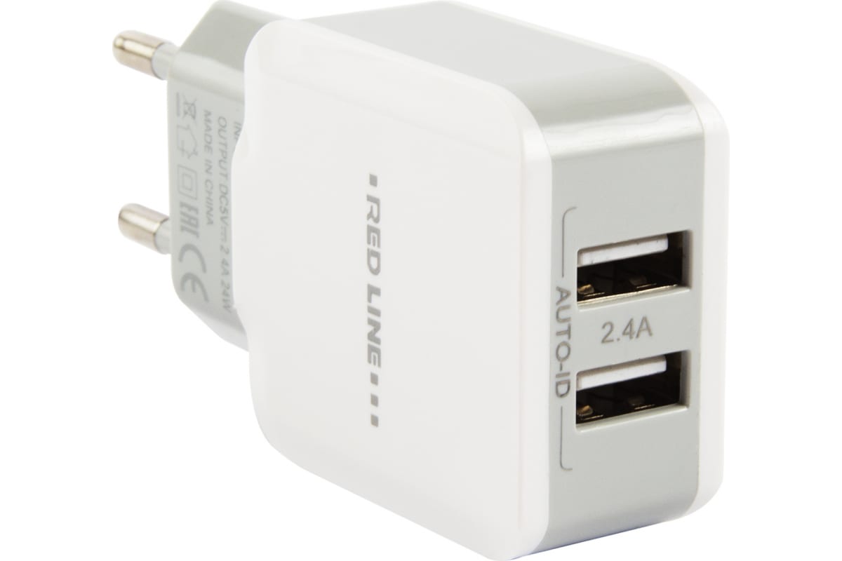 

Сетевое зарядное устройство Red Line NC-2.4A, 2xUSB, 2.4A, белый (УТ000021949), NC-2.4A