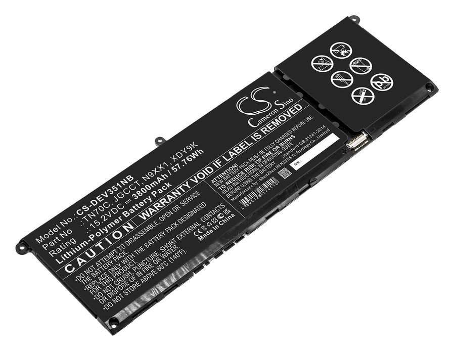 Аккумуляторная батарея CameronSino CS-DEV351NB для Dell, 15.2V, 3800mAh, 57.8 Wh, черный