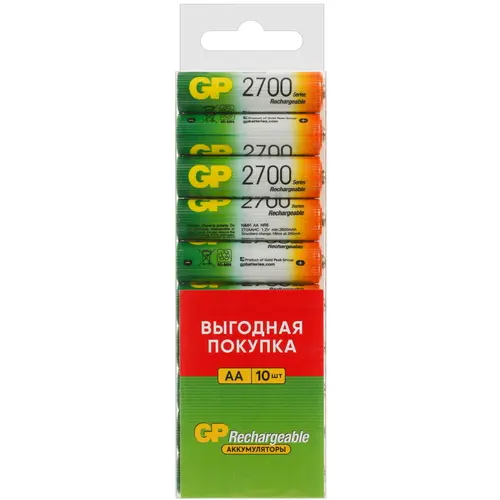 Аккумулятор GP 270AAHC, AA NiMH 2700mAh, аккумулятор, 2.7 А·ч, 10 шт