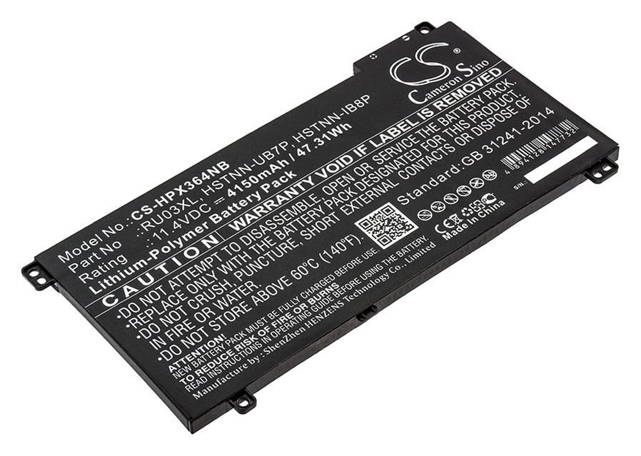 Аккумуляторная батарея CameronSino CS-HPX364NB для HP, 11.4V, 4150mAh, 47,31, черный