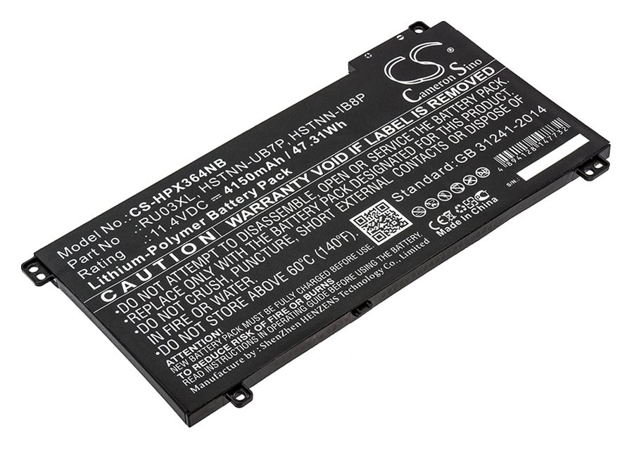 

Аккумуляторная батарея CameronSino CS-HPX364NB для HP, 11.4V, 4150mAh, 47,31, черный, CS-HPX364NB