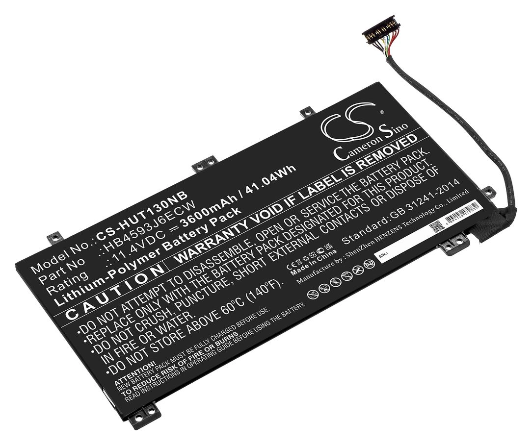Аккумуляторная батарея CameronSino CS-HUT130NB для Huawei, 11.4V, 3600mAh, 41 Wh, черный