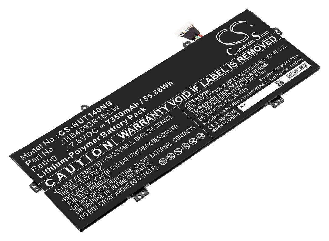 Аккумуляторная батарея CameronSino CS-HUT140NB для Huawei, 7.6V, 7350mAh, 55.9 Wh, черный