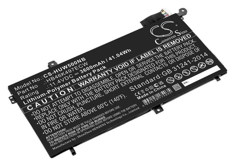 Аккумуляторная батарея CameronSino CS-HUW500NB для Huawei, 11.4V, 3600mAh, 41 Wh, черный