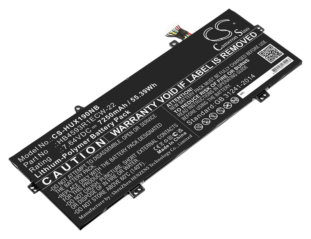 Аккумуляторная батарея CameronSino CS-HUX190NB для Huawei, 7.64V, 7250mAh, черный