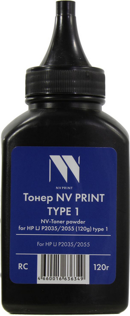 

Тонер NV Print Type1, бутыль 120 г, черный, совместимый для LJ P2035/2055, Type1