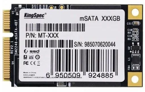 Твердотельный накопитель (SSD) KingSpec 256Gb MT Series, mSATA, SATA3 (MT-256) Retail - фото 1