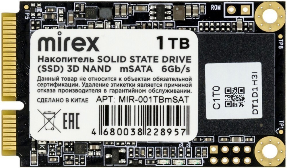 Твердотельный накопитель (SSD) Mirex 1Tb N5M, mSATA, mSATA (13640-001TBmSAT) Retail