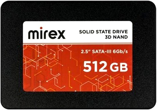 

Твердотельный накопитель (SSD) Mirex 512Gb, 2.5", SATA3 (13640-512GBSAT3) Retail