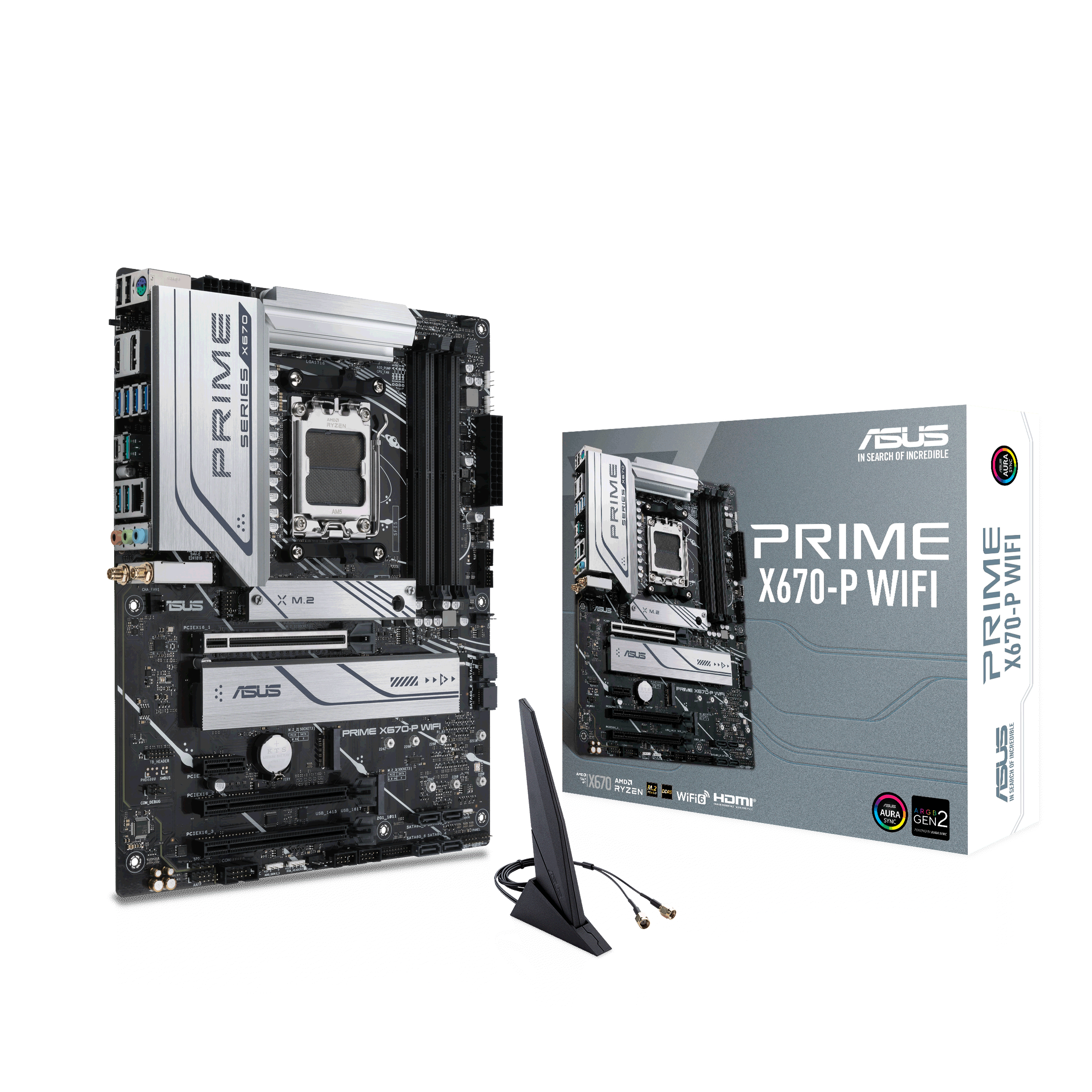 

Материнская плата ASUS PRIME X670-P WIFI, AM5, AMD X670, 4xDDR5 DIMM, 3PCI-Ex16, 6SATA3, 7.1-ch, 2.5GLAN, 11 USB 3.2, 2 USB Type-C, HDMI, DP, ATX, Retail, PRIME X670-P WIFI