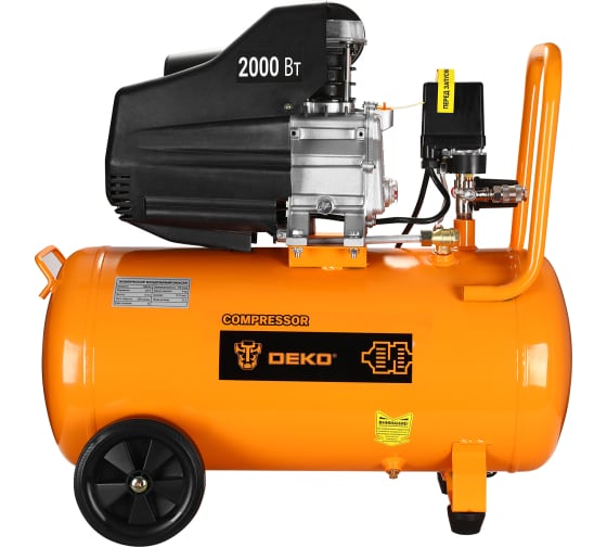 

Компрессор воздушный Deko DKAC50, 2 кВт, 7.9 атм, 290л/мин, 220В, 50 л, масляный, электрический, поршневой, коаксиальный (прямой) (018-1111), DKAC50