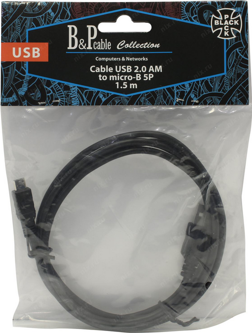 

Кабель USB-Micro USB 1 м, черный Black Pack