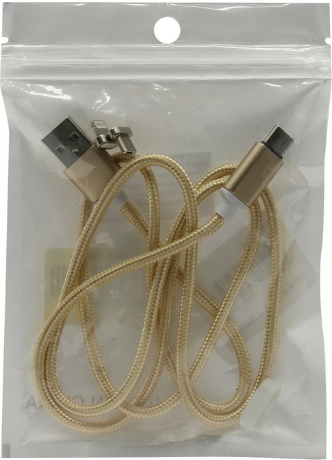 

Кабель USB-Micro USB+USB Type-C+Lightning 8-pin, магнитный 1 м, золотистый Black Pack