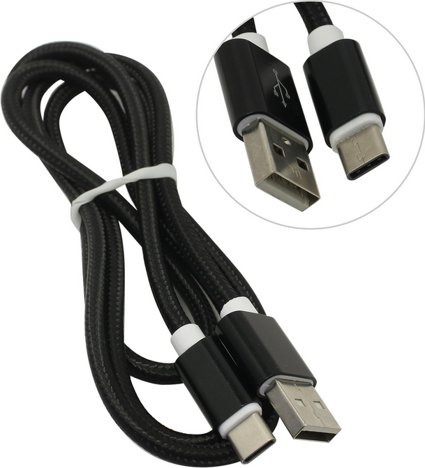 

Кабель USB 2.0(Am)-USB 2.0 Type-C(m) 1 м, черный Black Pack, 0