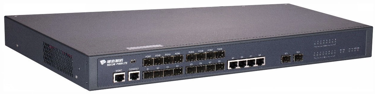 

Абонентский терминал (OLT) BDCOM 3608B, WAN (GPON SFP) 8x1 Гбит/с, LAN 4x1 Гбит/с (P3608B-2AC), 3608B