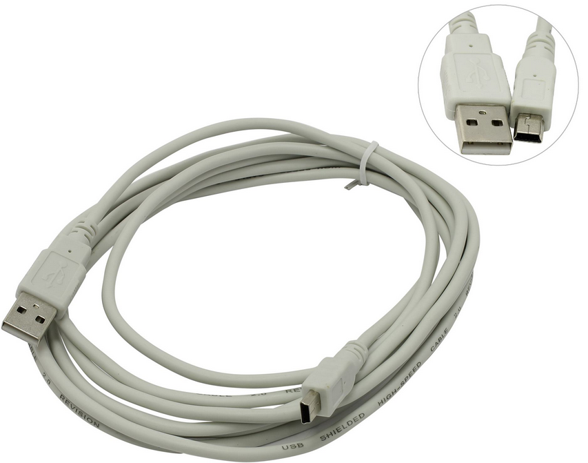 

Кабель USB 2.0(Am)-Mini USB 2.0(Bm), 3 м, серый, Telecom (TC-6911-3.0M-GY)