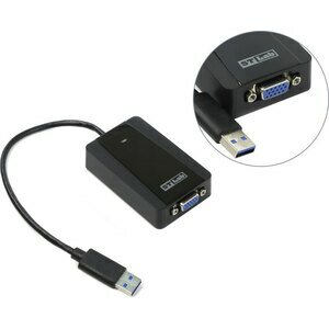 

Переходник (адаптер) USB 3.0(Am)-VGA(f), экранированный, черный STLab U-1490, U-1490