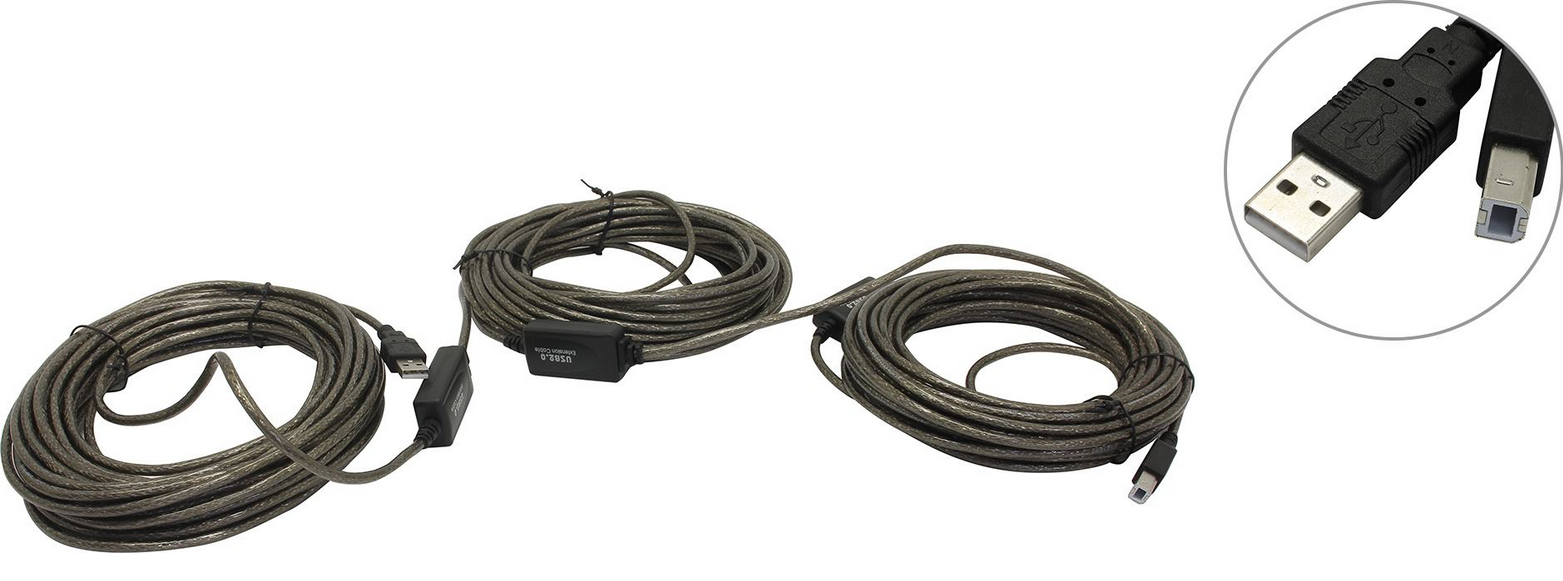 

Кабель USB 2.0(Am)-Mini USB 2.0(Bm), экранированный 30 м, серый Black Pack (6863898300133)