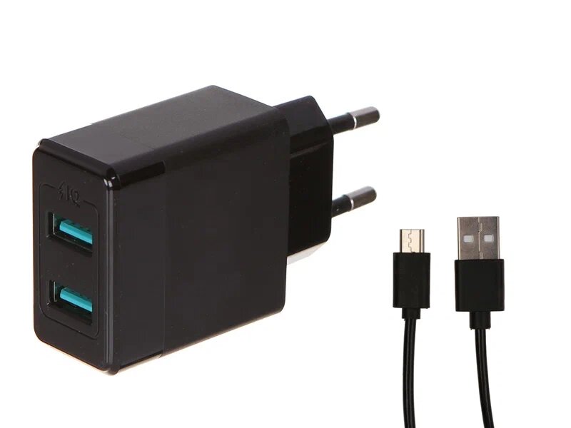 

Сетевое зарядное устройство Red Line Tech Y1, 2xUSB, 2.4A, черный (УТ000032796), кабель microUSB, Y1