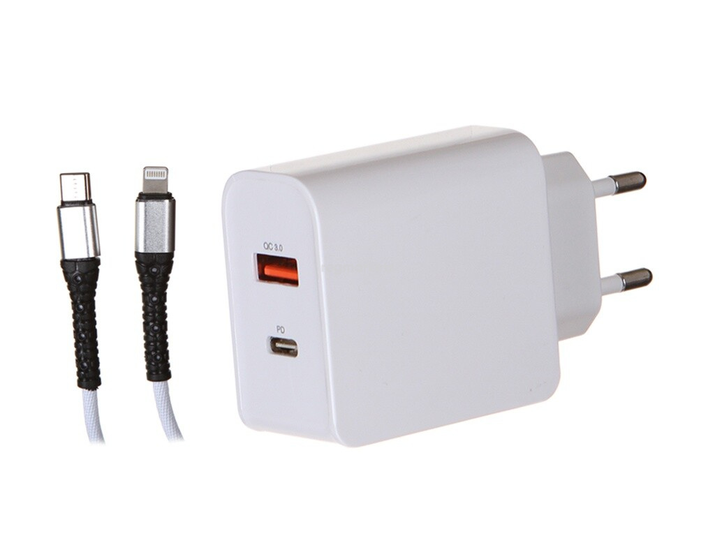 

Сетевое зарядное устройство Red Line Tech PD-30 20Вт, USB, USB type-C, Quick Charge, PD, 3A, белый (УТ000032800), Lightning 8pin, PD-30