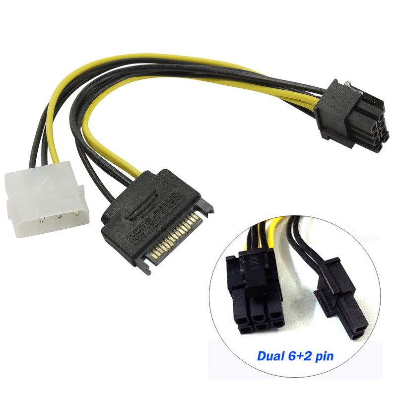 

Кабель-переходник питания (адаптер) Molex(M)/SATA 15-pin(M)-PCI-E 8-pin(M) ORIENT, 15 см, прямой (C575)