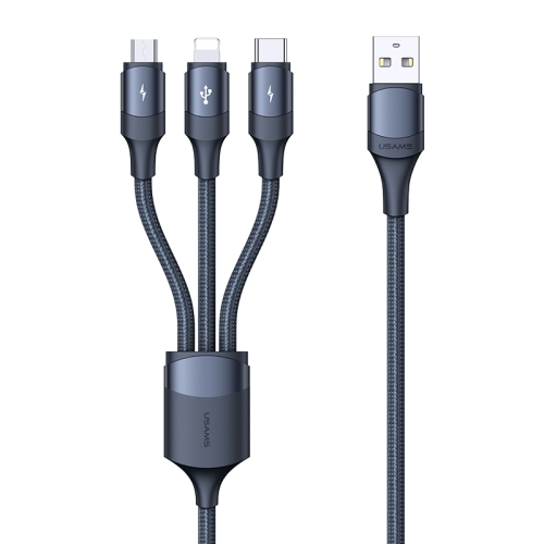 

Кабель USB-Lightning 8-pin+Micro USB+USB Type-C, 3A 1.2 м, синий USAMS (SJ515USB02)