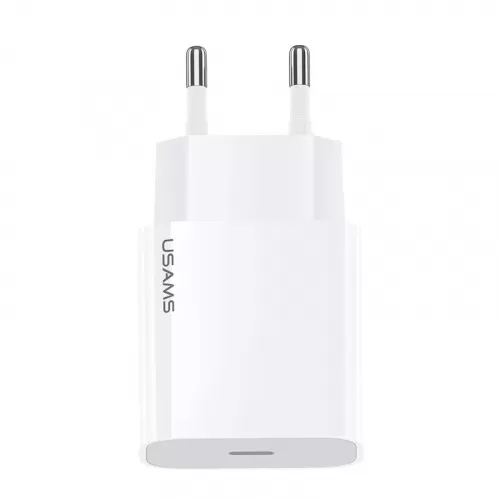 

Сетевое зарядное устройство USAMS T49 20Вт, USB type-C, Quick Charge, PD, 3A, белый (T49OCLN01), кабель USB Type C, T49