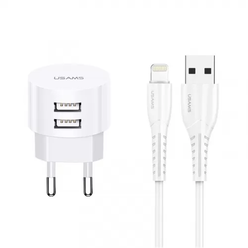 

Сетевое зарядное устройство USAMS Send-Tu Series Set, 2xUSB, 2.1A, белый (XTXLOGT1804), Lightning 8pin, Send-Tu Series Set