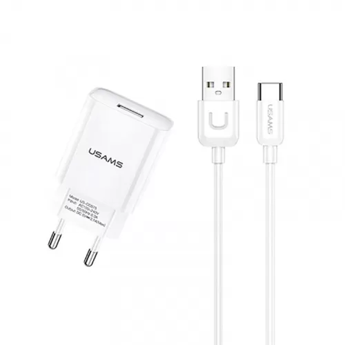 

Сетевое зарядное устройство USAMS T21 Charger kit, USB, 1.2A, белый (T21OCTC01), кабель USB Type C, T21 Charger kit
