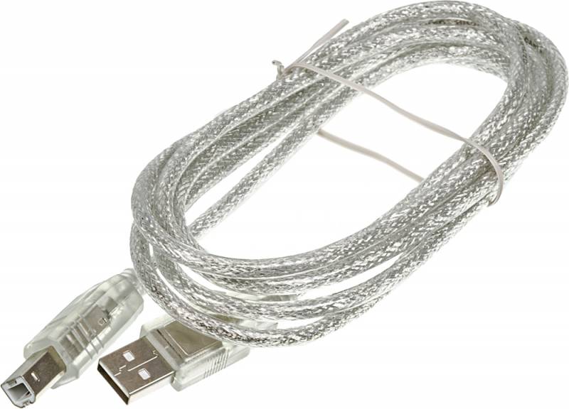 Кабель USB 2.0(Am)-USB 2.0(Bm), экранированный 1.8 м, прозрачный Ningbo (841866) - фото 1
