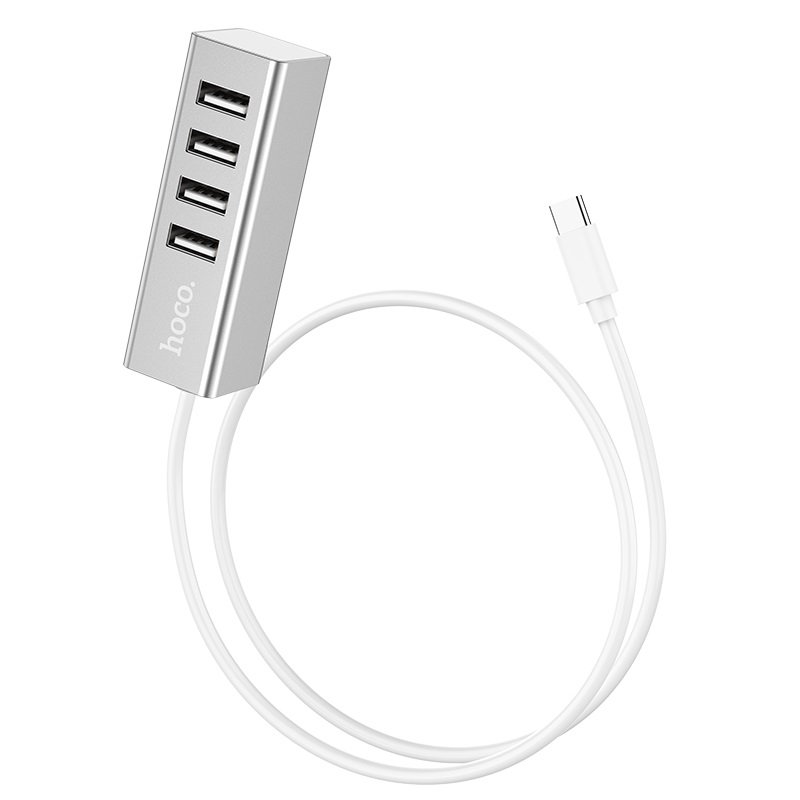 

Концентратор HOCO HB1, 4xUSB 2.0, серебристый (6957531038146), HB1