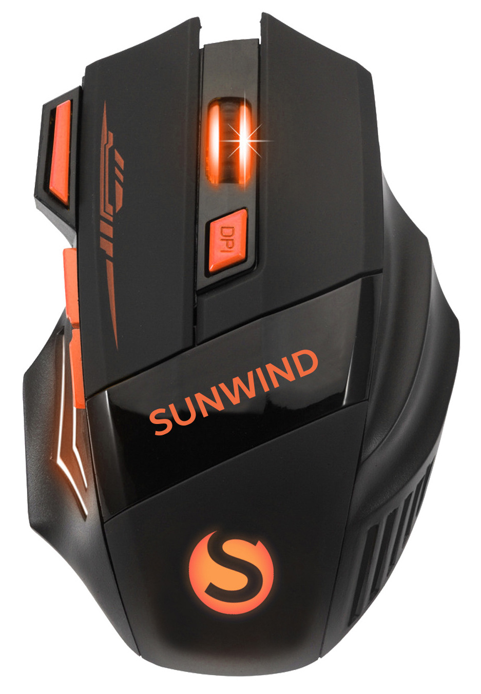 Мышь беспроводная SUNWIND SW-M715GW, 1600dpi, оптическая светодиодная, USB/Радиоканал, черный/оранжевый (1422408)
