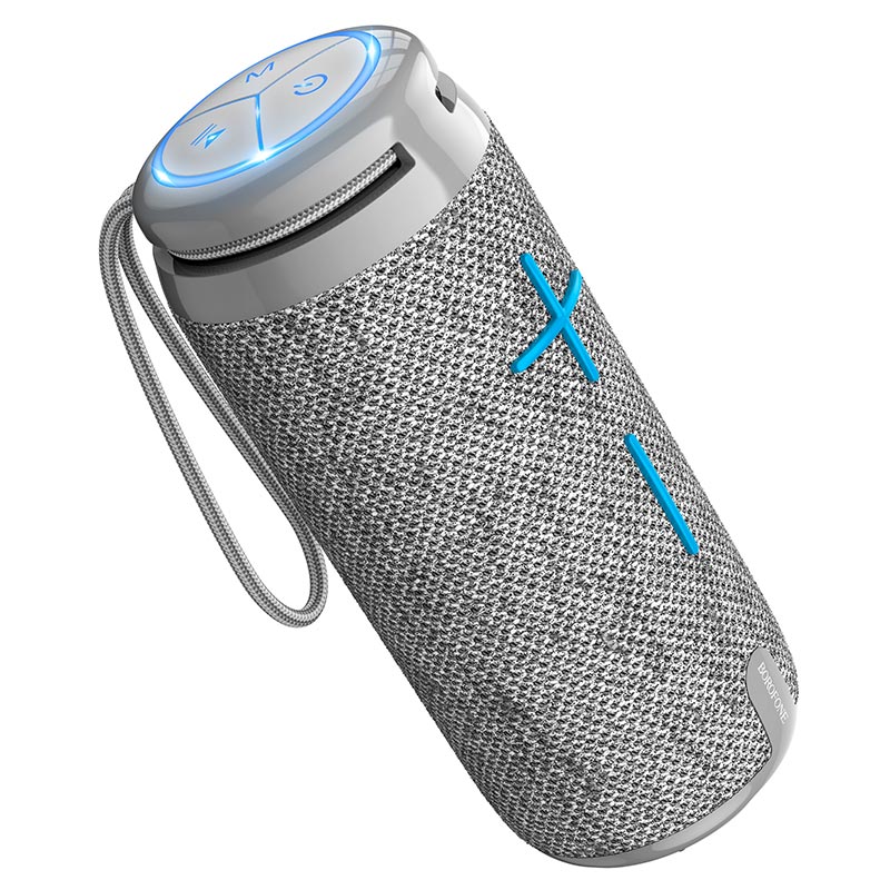 

Портативная акустика Borofone BR24 Fashion, 10 Вт, FM, AUX, USB, microSD, Bluetooth, подсветка, серый (6974443386691), BR24 Fashion