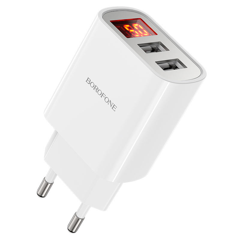 

Сетевое зарядное устройство Borofone BA58A Mighty, 2xUSB, 2.4A, белый (207922), BA58A Mighty
