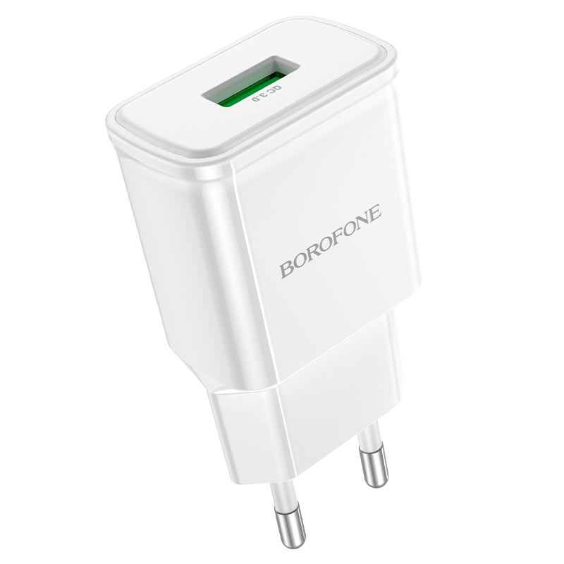 Сетевое зарядное устройство Borofone BA59A Heavenly 18Вт, USB, Quick Charge, 3A, белый (133705), кабель USB Type C - фото 1