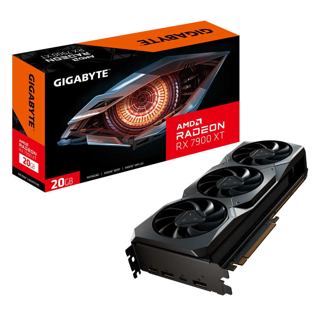

Видеокарта GIGABYTE AMD Radeon RX 7900 XT GV-R79XT-20GC-B, 20Gb DDR6, 320 бит, PCI-E, HDMI, 2DP, USB Type-C, Retail (GV-R79XT-20GC-B), GV-R79XT-20GC-B